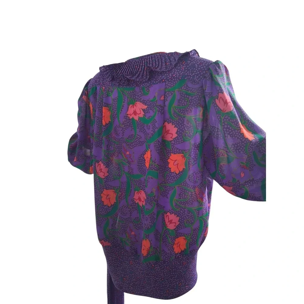 Vintage Assorti Susan Freis Floral  Bohemian‎ Women's size Large Maximalist Top